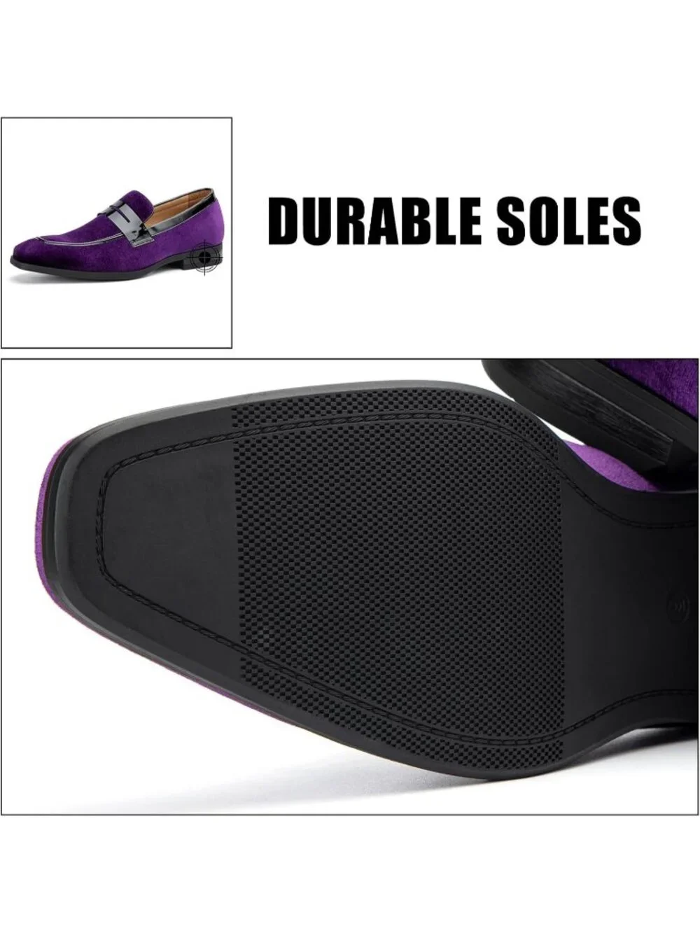 Men\'s Purple24 Rubber Velvet Loafers Low Heels Round Toe Tuxedo Wedding Shoes Men main image 4